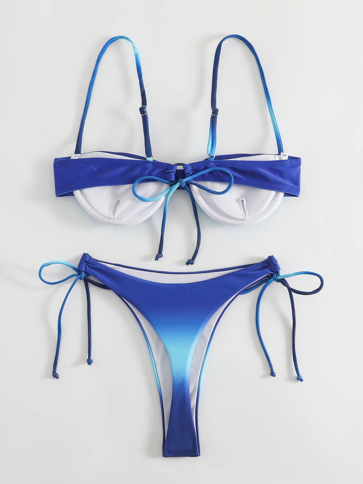 Sexy Tie Dye Print Push Up Bikinis Sets Two Pieces Side Tie Swimsuit Thong Swimwear Biquini Conjunto De Bikini Tankini Beachwear