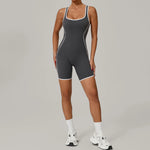 Summer New Gym Romper Padded Outdoor Sports Jumpsuit Hollow Open Back Yoga Suit Dance Sports Bodysuit Hip Lift Workout Yoga Sets