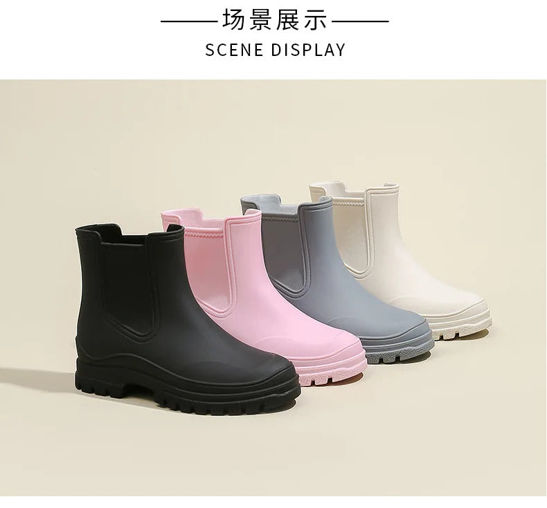 Rain Boots Women Garden Galoshes Waterproof Rubber Chelsea Boot Female Non-slip Rainshoes Fishing Water Shoes Botas Lluvia Mujer