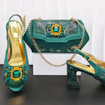 Doershow African fashion Italian Shoes And Bag Sets For Evening Party With Stones gold Italian Handbags Match Bags!HW1-1