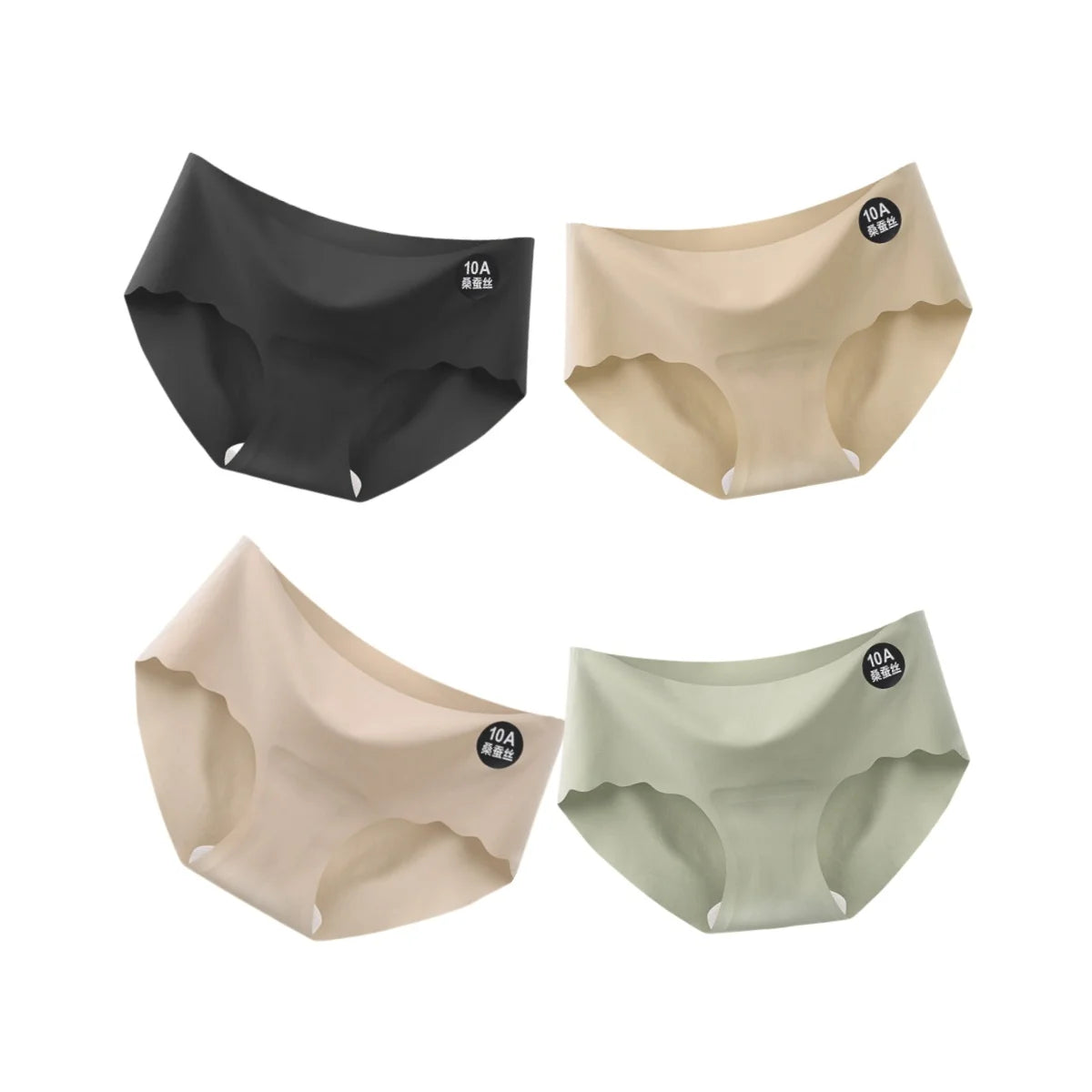 4Pcs/Set Ice Silk Panties Women Low-Waist Stretch Briefs Female Underpants Sexy Lingerie Solid Color Invisible Intimates M-XL