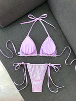 Shiny Sequin Blue Bikini Set 2026 Women Sexy Halter Push Up Bra Bandage Thong Swimsuit Beach Bathing Suit Hoiday Micro Swimwear