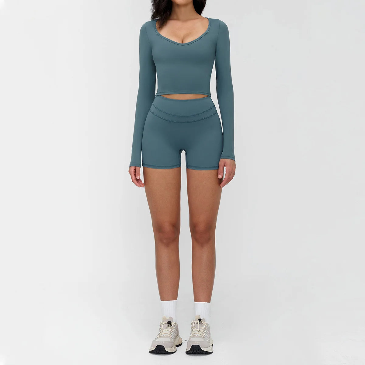 2 Pieces Sportswear Women Yoga Set Gym Clothes Fitness Set Outfit Outdoor Long-Sleeved Shirt Tracksuits Sports Bra Gym Leggings
