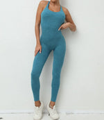 Seamless High-Waisted Peach Hip Yoga Jumpsuit for Women - Fast Drying Sweat-Wicking Tight Running Sports Jogging Gym Activewear