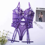 Toucheart Sexy Jumpsuit Embroidered Printing See-Through Sexy Lingerie For WomenHollow Out Backless Sexy Pajamas Jumpsuit New