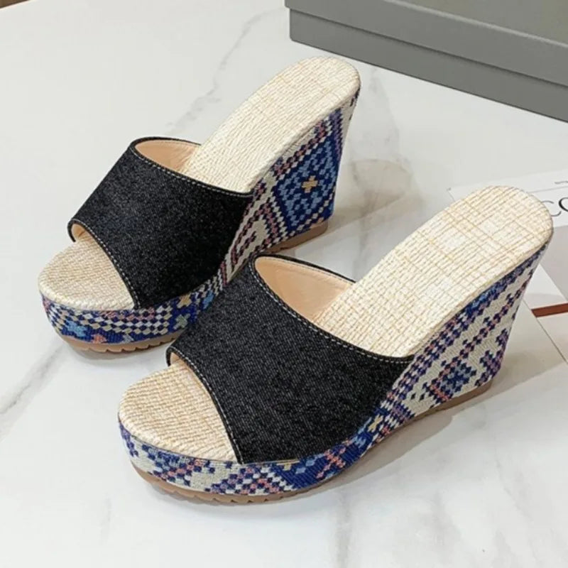 Women Slippers Fashion Casual Summer Wedge Heel Thick Sole Outdoor Slippers for Women