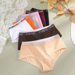 FINETOO 4Pcs Women'sCotton Panties Sexy Breathable Low WaistBriefs Letter Straps Underwear Soft Stretch Comfortable Lingerie