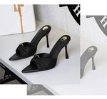 BIGTREE Summer Woman Slippers Fashion Open Toe Thin High Heels Shoes Street Style Stripper Party Slides Zapatos De Mujer