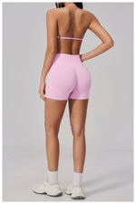 2 Pieces Seamless Yoga Sets Women Solid Color Sports Bra Tight Fitting Peach Buttocks Shorts Fitness Suit Gym Running Tracksuit