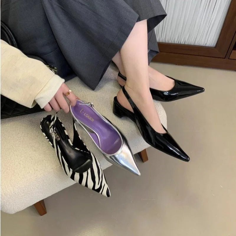 Women'spointed toe slingback slip-on flats sandals soft comfortable casual female summer daily footwear shoes