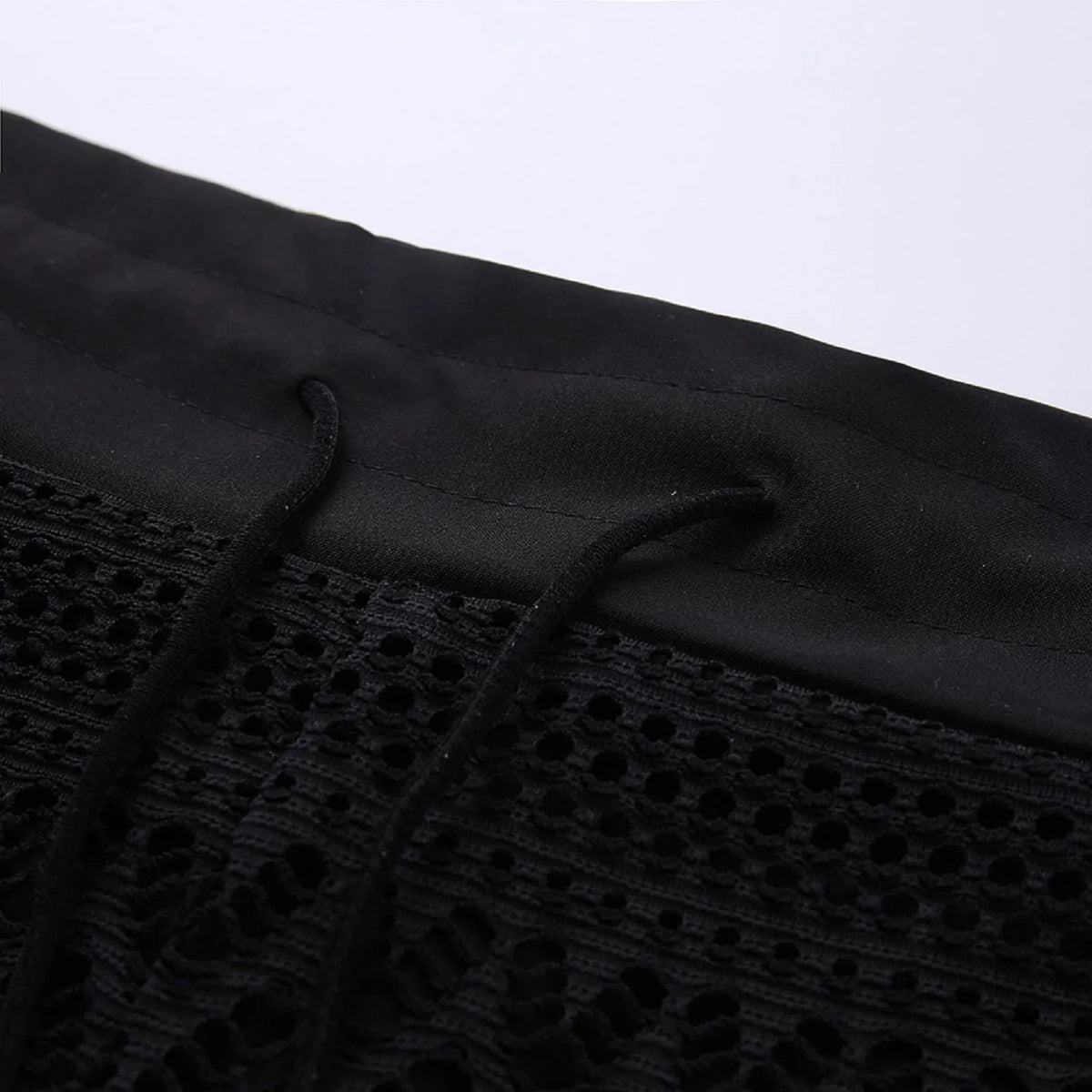Women Solid Black Bikini Bottom Sexy Mesh Wide Leg Swimming Trunks Hollow Out High Waisted Two Piece Separates 2026 Beachwear