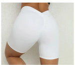 Sexy High-Waisted Yoga Shorts - Deep V Back Ruffled Booty Lift Women Tummy Control Workout Gym Peach Butt Fitness Shorts