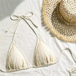 Beige Mesh Cover Ups Swimwear Halter String Triangle Bikinis Sets 3 Pieces Micro Thong Sexy Swimsuit Women 2026 Bathing Suit