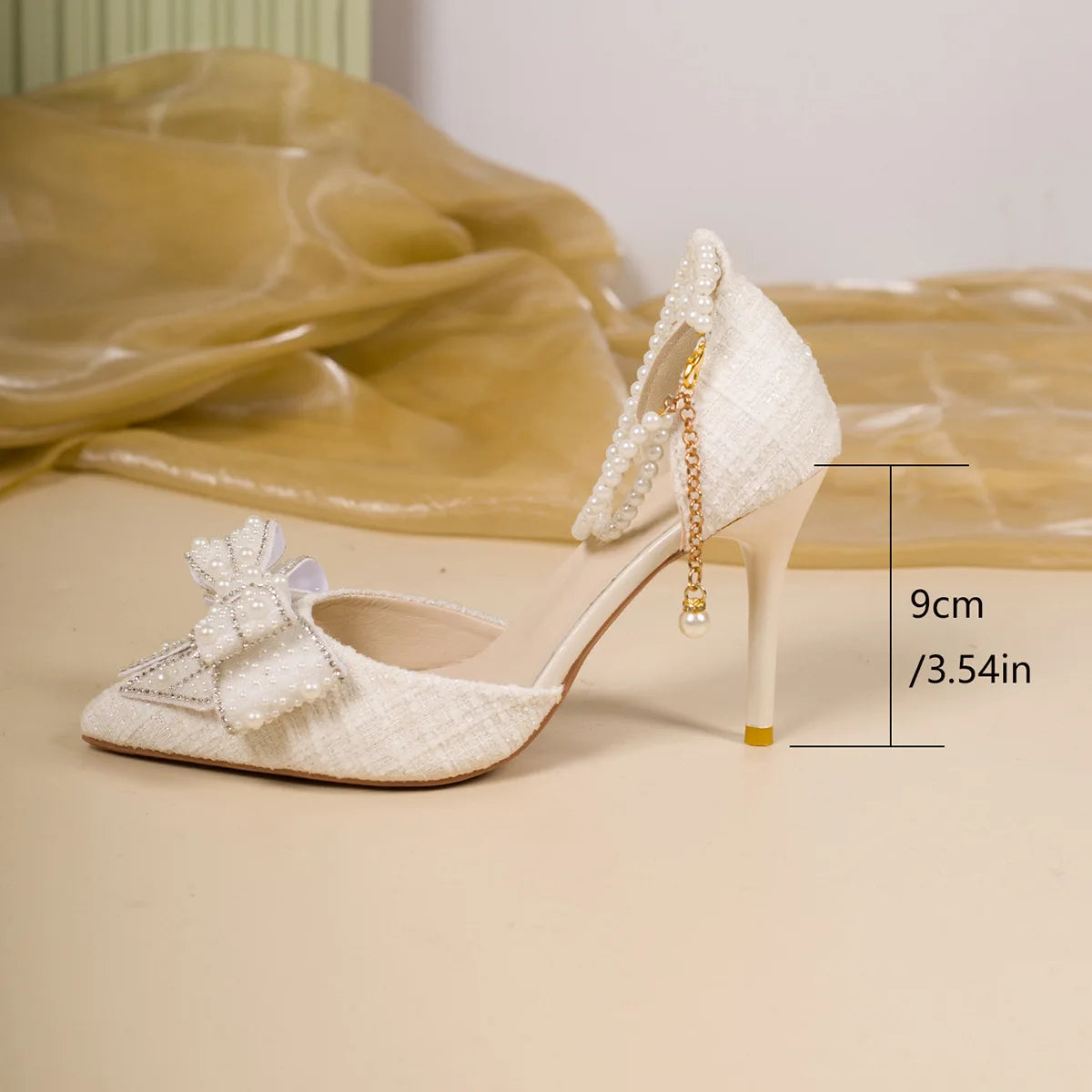 2026 new Design White Pearl Bowknot Women Pumps Sexy Pointed Toe High Heels Wedding Prom Shoe PVC Transparent Sandal Female