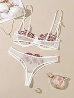 Night Beautiful Sexy Women 2 Piece floral Embroidery Underwear Sexy Erotic lingerie underwear Set