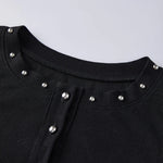 Summer Women's Studded Tank Tops Casual Stylish Button Down Crew Neck Slim Fit Sleeveless Vest Ribbed Gothic Punk Street