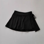 Women's sports yoga short skirt, badminton tennis skirt pants with inner pockets and side slit straps