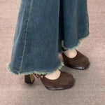 Vintage Thick High Women Mary Jane Shoes Banquet Party Buckle Strap Pumps NewWomen's Elegant Dress Shoes