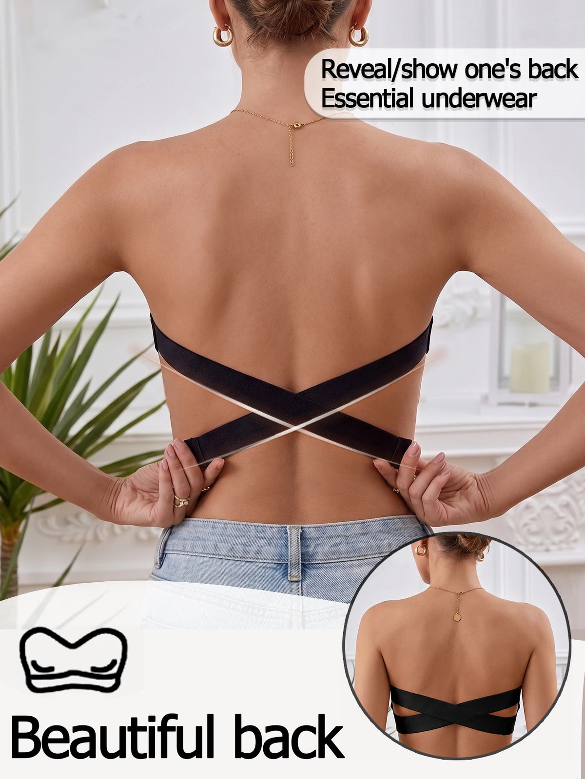 Women's Wireless Strapless Bra Bralette Side Cut-out Push up Bra Breathable Back Unpadded Comfort Bra