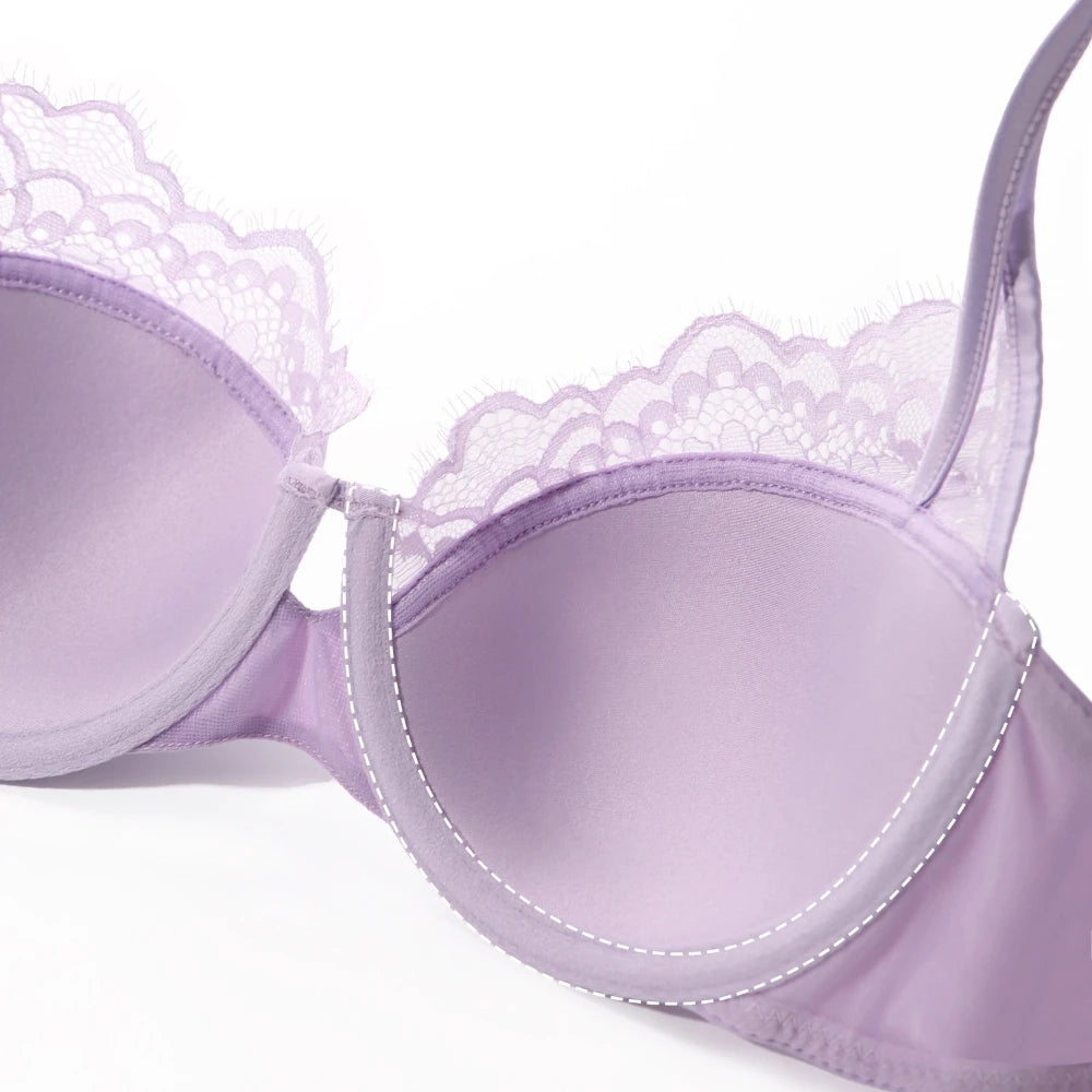 Europe Women 3/4 Cup Push Up Bra Set Sexy Leopard Print Lace Underwear Summer Hollow Romantic Violet C D Plus Size Lingerie Set