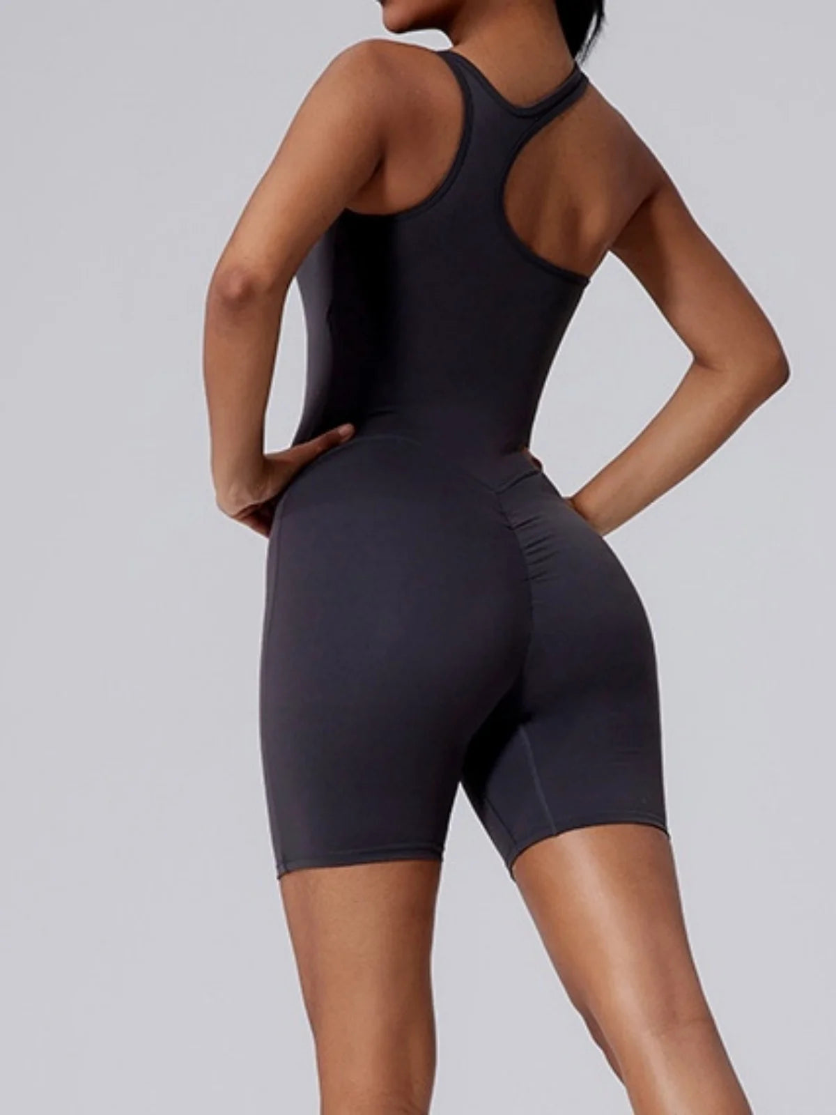 Sexy Fitness Yoga Jumpsuit Women Sleeveless Slim Playsuit Pleated Hollow Running Scrunch Shorts Romper One Piece Sports Suit