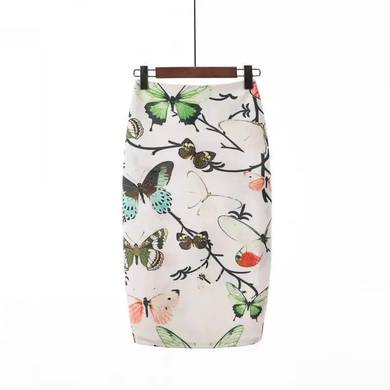 Spring Summer Women Y2K High Waist Midi Pencil Chiffon Skirts Slim Bodycon Vintage Hip Raise Korean Fashion Clothes UOV5