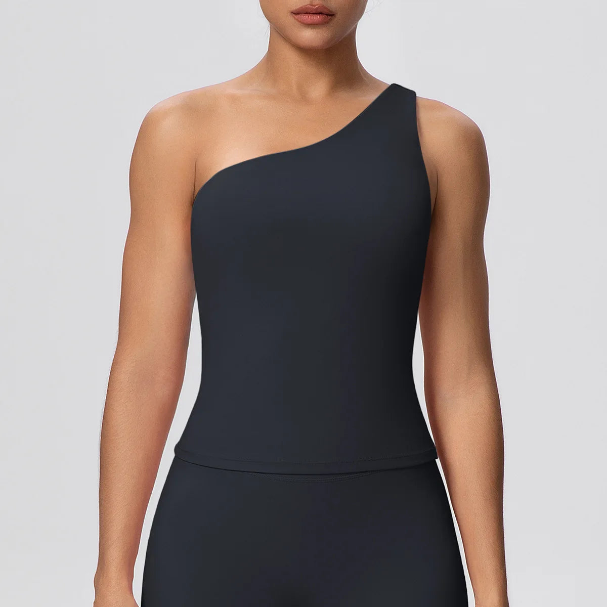 Women Seamless Cloud Feel One-Shoulder Waist-Cinching Yoga Vest Quick-Dry Slimming Sports Shaping Underwear Running Fitness Top