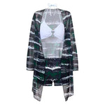 New Print 3 Pieces Padded High Waist Bikini Set Swimsuit Women Swimwear with Kimono Beach Wear Ladies Bathing Suit with Shorts