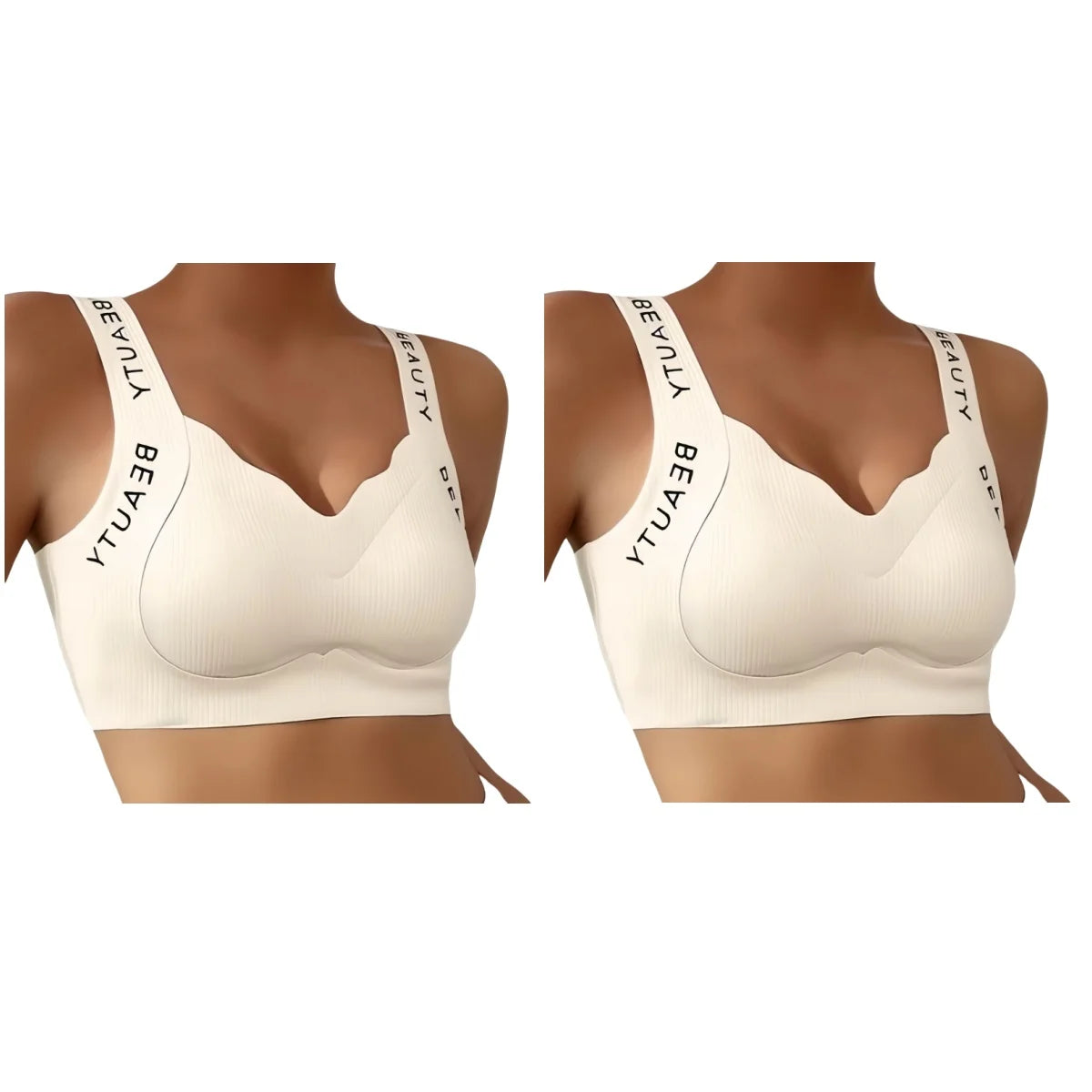 2Pcs/Set Bras Non-wire Push Up V-neck Bra Women Seamless Underwear Padded No Rims Support Brasiere Sexy Lingerie M-3XL