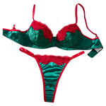 Christmas customized style,Sexy underwear set in green and red, featuring a thong style.Christmas Carnivals Sexy Bra ZA825175