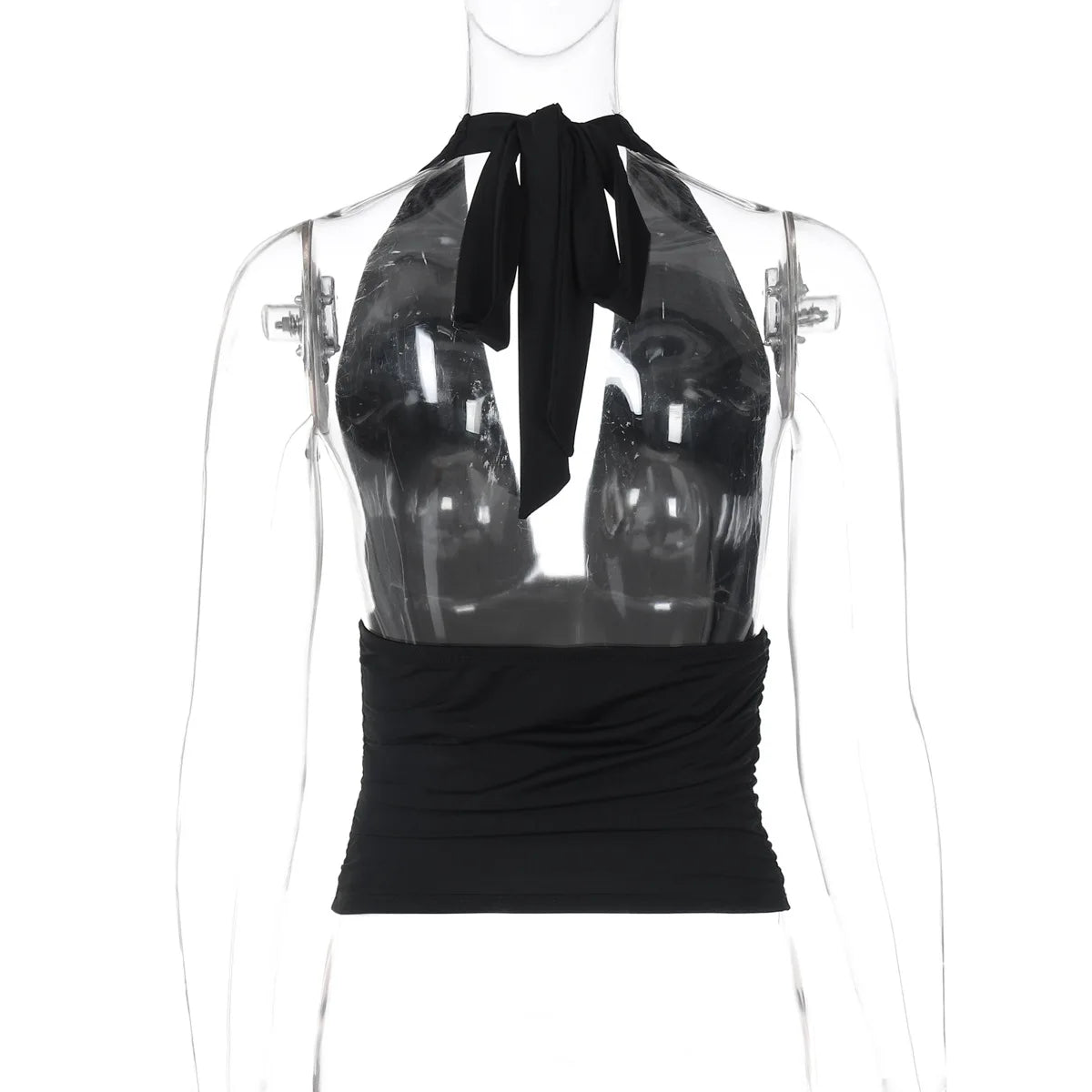 FDYOUI Sexy Deep V-neck Bandage Solid Crop Tops Women's 2026 Summer Halter Off Shoulder Sleeveless T-shirt Vacation Corset Top