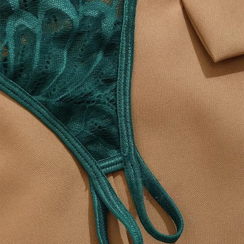 2 Piece Set Sexy Interesting Underwear Set for Women Solid Color Lace Mesh See-through Bra Exotic Sexy Lingerie Set