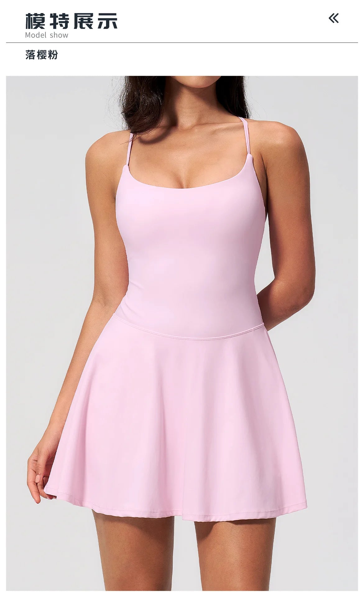 Women Tennis Dress with Shorts Pocket Square Neck Hollow Back Sleeveless One Piece Sports Outfit Fitness Pleate Mini Dresses