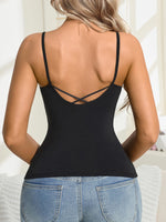 Summer Sleeveless Women Tank Top Ribbed Vest Camisole with Padded Backless Soft Basic Women's Underwear