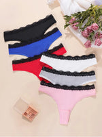 6pcs/pack Solid Sexy Lace Women's Panties Breathable Comfortable Sexy Lingerie Elegant Low Waist Lady Briefs Female Underwear