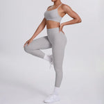 Women's Seamless Yoga Set Cross Back Sports Bra & High Waist Booty Lifting Yoga Leggings Gym Running Fitness Workout Outfit