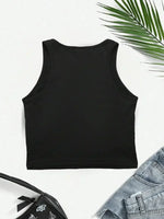 Vintage Happy Cherry Printed Crop Top Vest Women's Print Tank Top Round Neck Sleeveless Shirt Cropped T-shirt Sexy