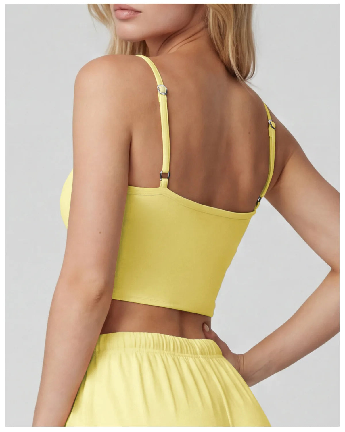 Color-block Fake Two-piece Yoga T Shirts Women Thin Straps Bow Padded Slim Sports Camisole Gym Running Training Fitness Tank Top