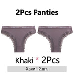 FINETOO 2Pcs/Set Women Cotton Brazilian Panties Plus Size M-2XL Lingerie Sexy Lace Underwear Low Rise Girls Intimates Underpants