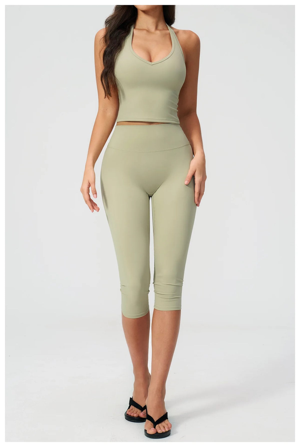 Yoga Pants Women Cropped Pants Sports Pants Fitness Leggings Tights Breathable Quick-drying High Waist Running Workout Pants