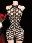 Sexy Cover Up Hollow Out Fishnet Dress without Inside Bikini Sets Summer Holiday Elastic Mini Bodycon Black Dress Free Size