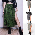 Vintage Skirt Summer Flower Leopard Print High Waist Stretch Long Skirt for Women A-Line Skirts Fashion Beach Maxi Skirt