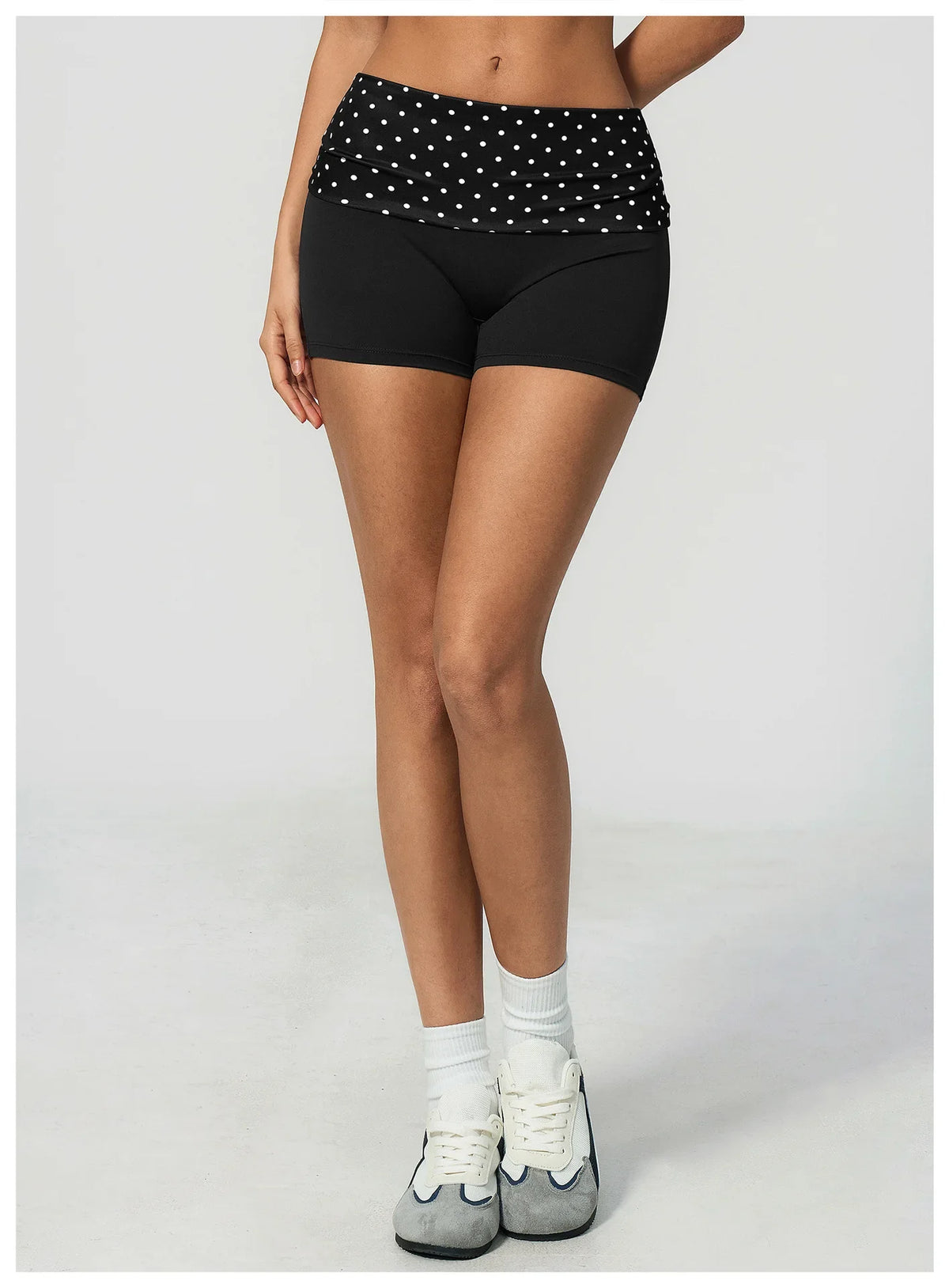 Summer Striped Polka Dot Contrast High Waist Yoga Shorts Hip Lifting Sports Tights Outdoor Workout Fitness Gym Running Pants