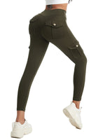 Multi Pocket Cargo Leggings For Women High Waist Butt Lifting Leggings Stretch Slim Workout Yoga Fitness Running Pants