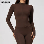 NCLAGEN Gym Sports Top Women Zip Tight Long SleeveNaked Feel Fitness Jacket Training Quick Dry Breathable Running Yoga Blouse