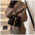 2026 Soft Commuting Crossbody Bags Faux Suede Sewing Hot Sale Bags for WomenThread Solid Color String Women's Handbags