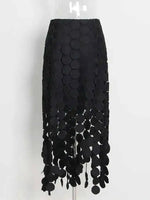 Dot Solid Minimalist Casual Skirt For Women High Waist Patchwork Zipper Irregular Hollow Out Skirts Female Fashion New OPM8