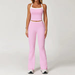 Women's Clothes 2 Pieces Workout Tracksuit Yoga Set Sportswear Gym Clothing High Waist Bell-bottoms Sexy Fitness Bta Sports Suit