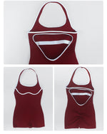 Color Blocking Yoga Jumpsuit Women Sleeveless Hollow Out Backless Slim Sports One Piece Short Suit Gym Running Fitness Rompers