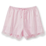 Summer Women's Casual Solid Satin Shorts Loose Fit Stylish Lace Trim Mid Rise Drawstring Shorts Lace Trim Lounge Bottoms